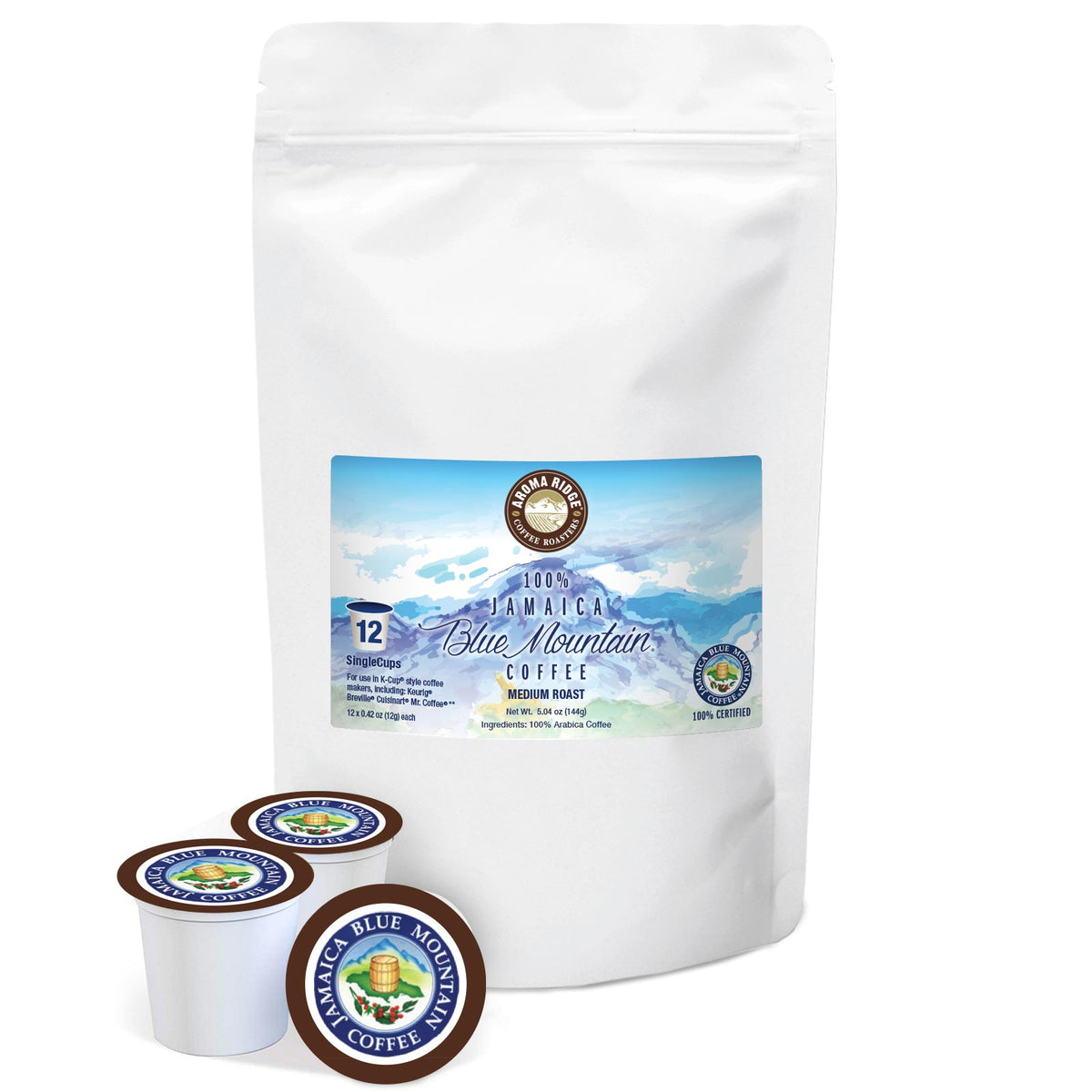 100 Jamaica Blue Mountain Wallenford , SingleServe Pods 12 ct Medium