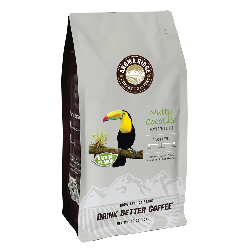 16 ounces WONF natural flavored Nutty Cocolua coffee