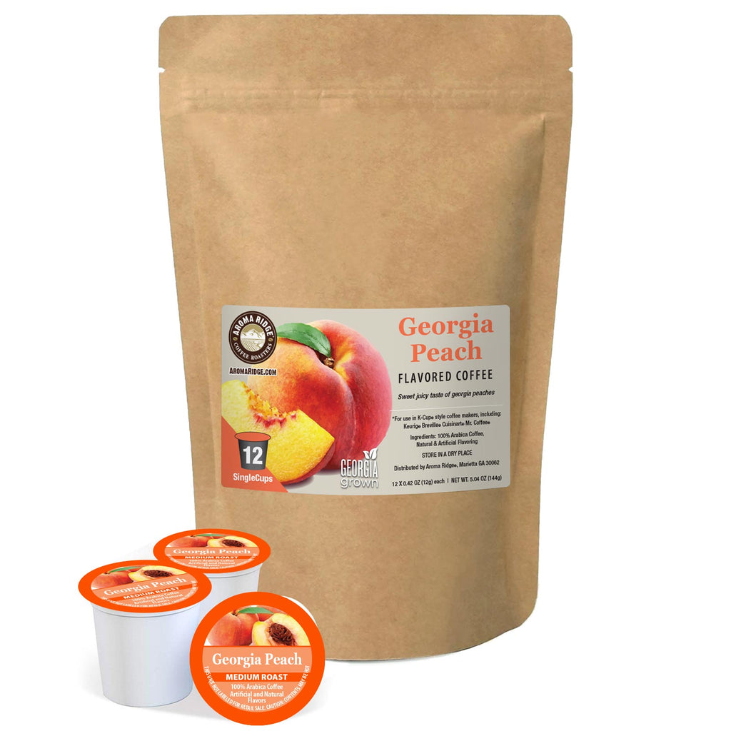 12 count Georgia Peach dessert flavored coffee in a single cup for the Keurig machine