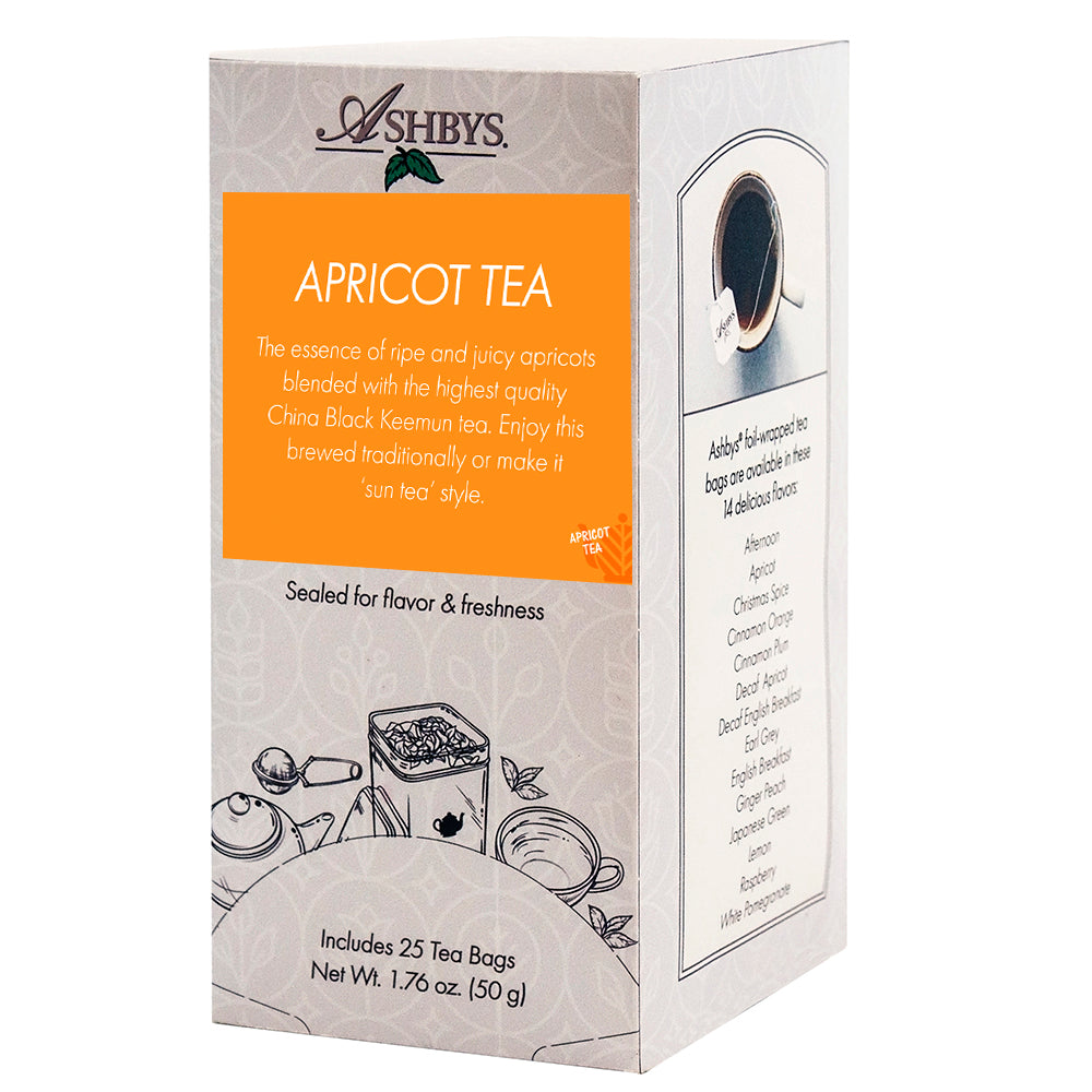 Ashby's Apricot flavored Tea, 25 individually wrapped teabags