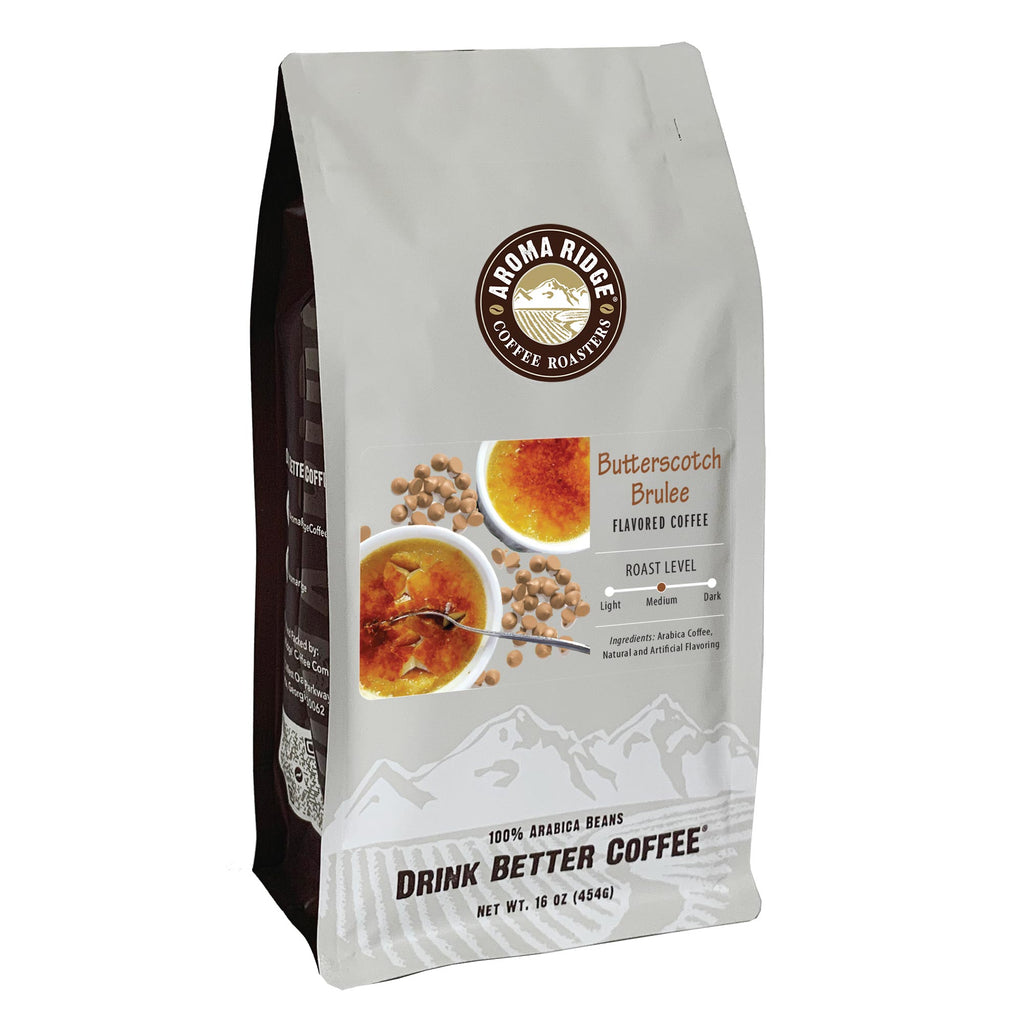 16 ounce bag of Butterscotch Brulee flavored Coffee, 100% Arabica Beans
