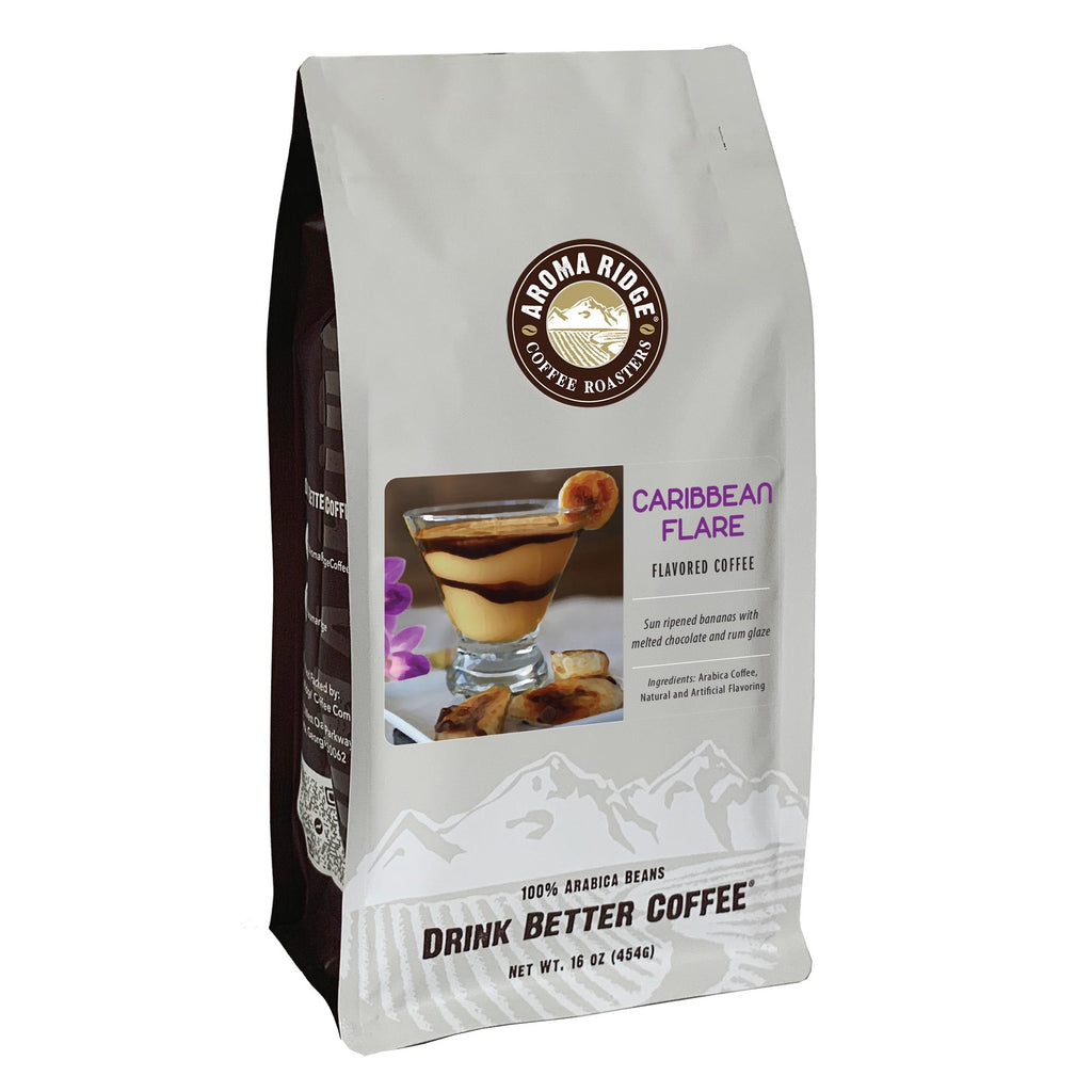 16 ounce bag of banana, chocolate and rum flavored Coffee, 100% Arabica Beans