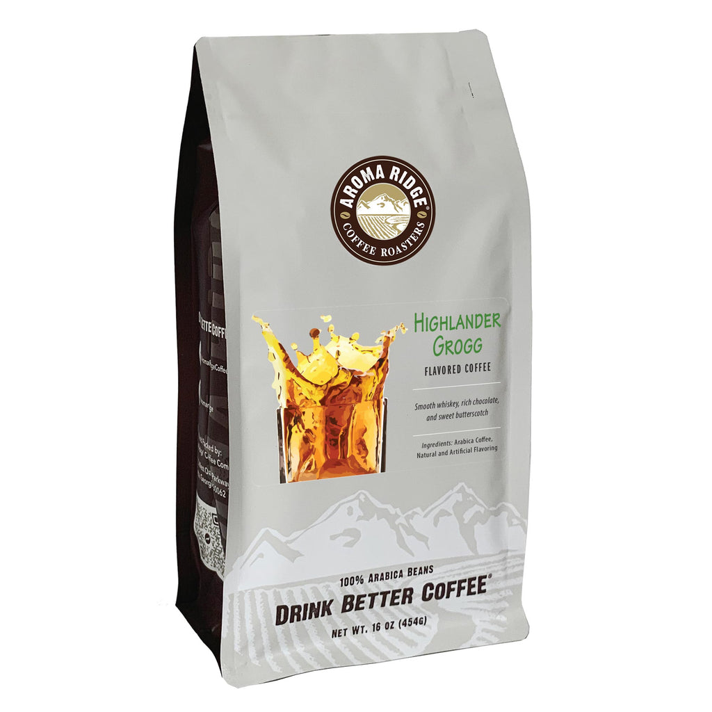 16 ounce bag of Highlander Grogg flavored Coffee, 100% Arabica Beans